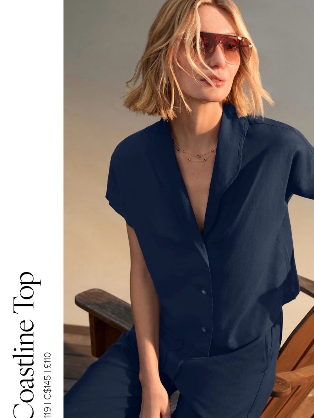 CAbi Navy Coastline Top and Pants Set - Picture 2 of 7